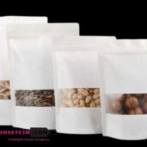 beyaz kraft pencereli kilitli kuruyemiş poşeti