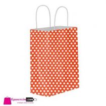 Puantiyeli kırmızı kağıt poşet hediyelik çanta