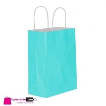 burgu saplı turkuaz kağıt poşet